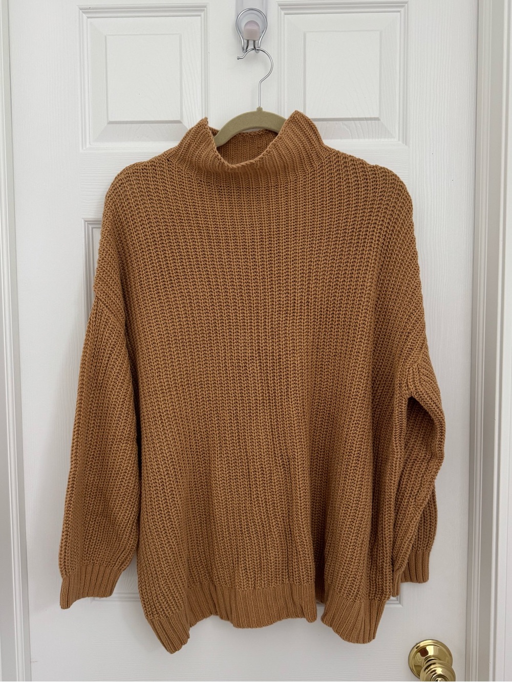 American Eagle XS/S Camel Chunky Knit Mock Neck Sweater